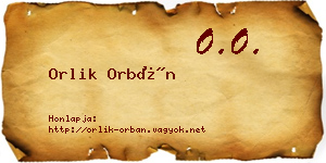Orlik Orbán névjegykártya